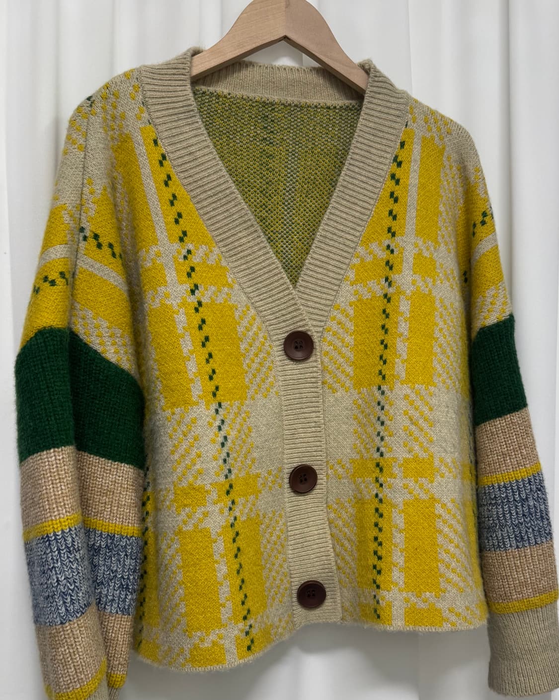 반에이크 체크 배색 가디건 상품이미지5