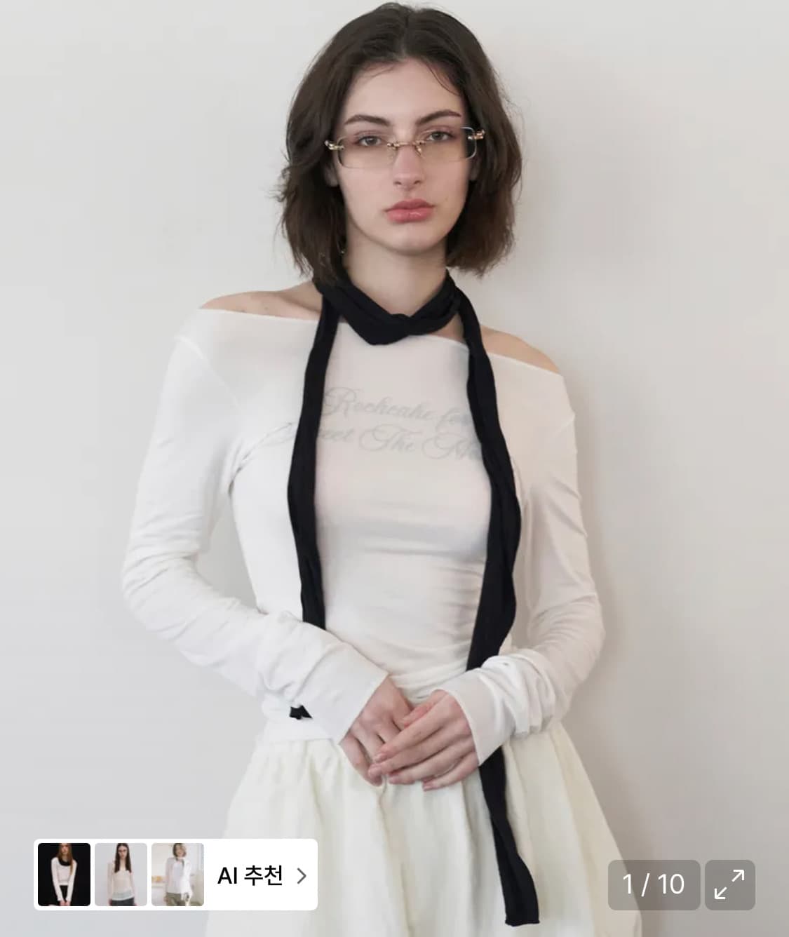 락케이크 롱슬리브 탑 아이보리 상품이미지1