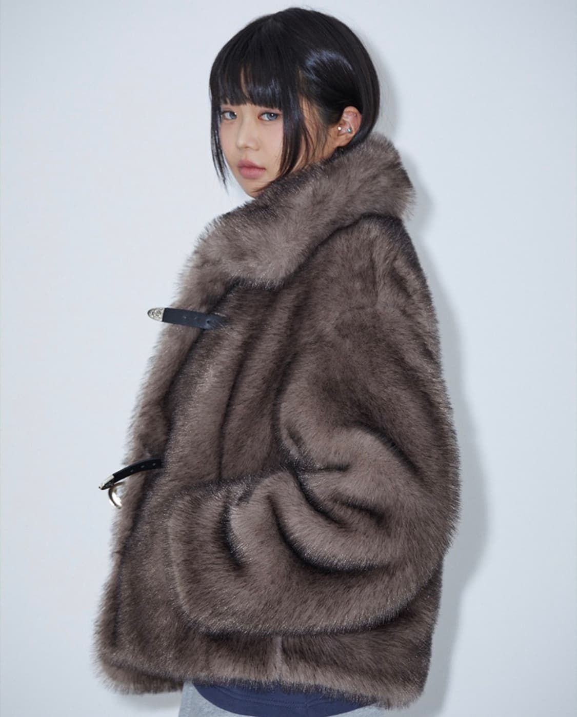 라라폭스 브라운 버클 퍼 자켓 상품이미지4