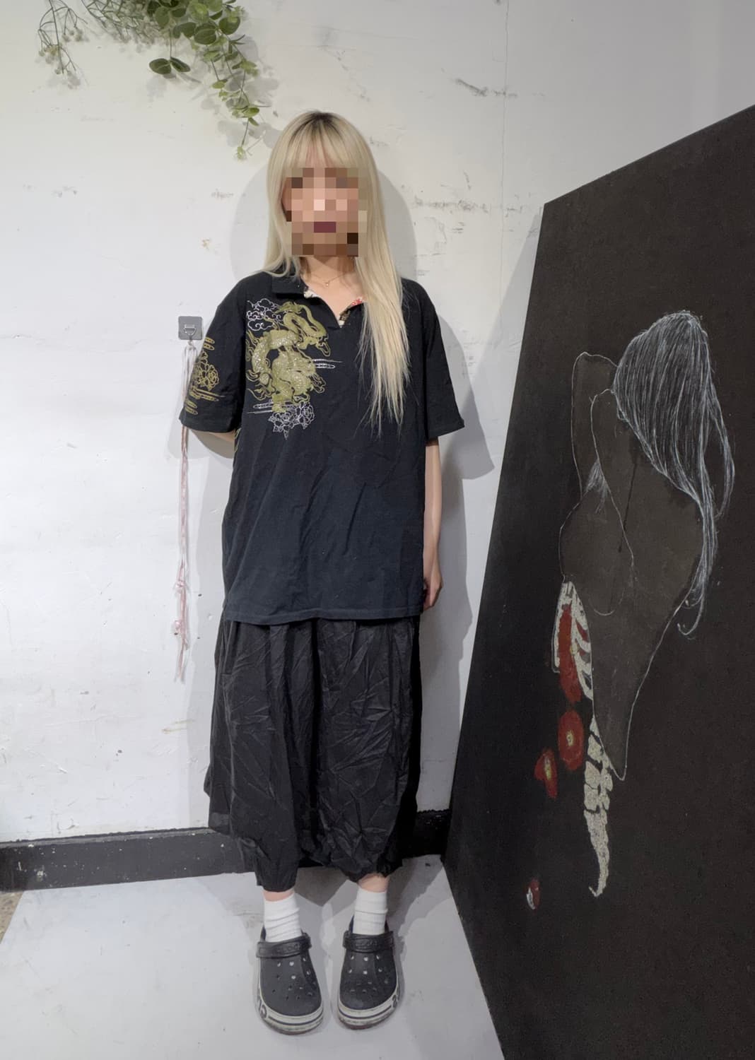 JPN 일본 빈티지 오리엔탈 용 프린팅 반팔 티셔츠 XL 상품이미지3