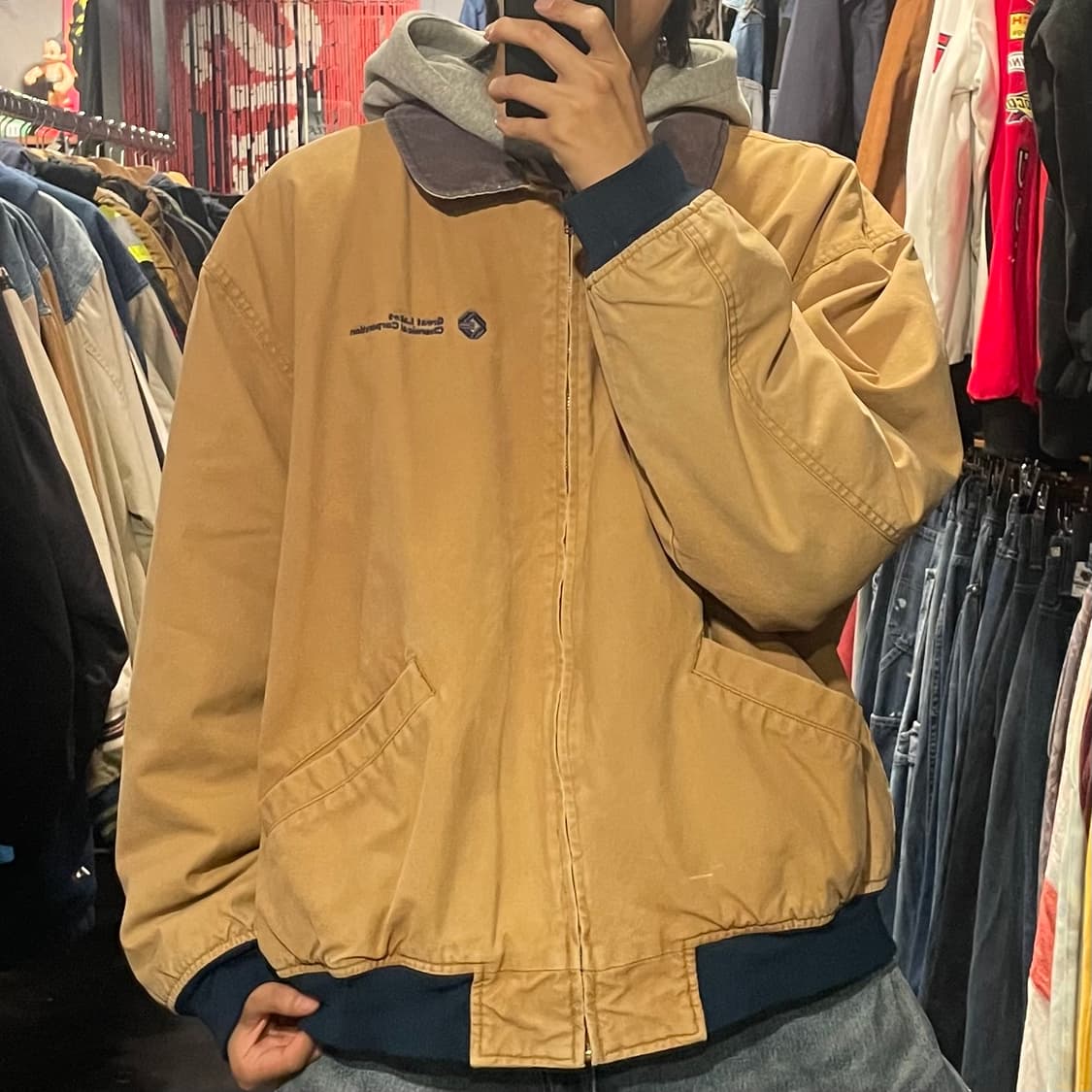 [IM] Vtg 베이지 카라 자수 워크자켓 상품이미지3