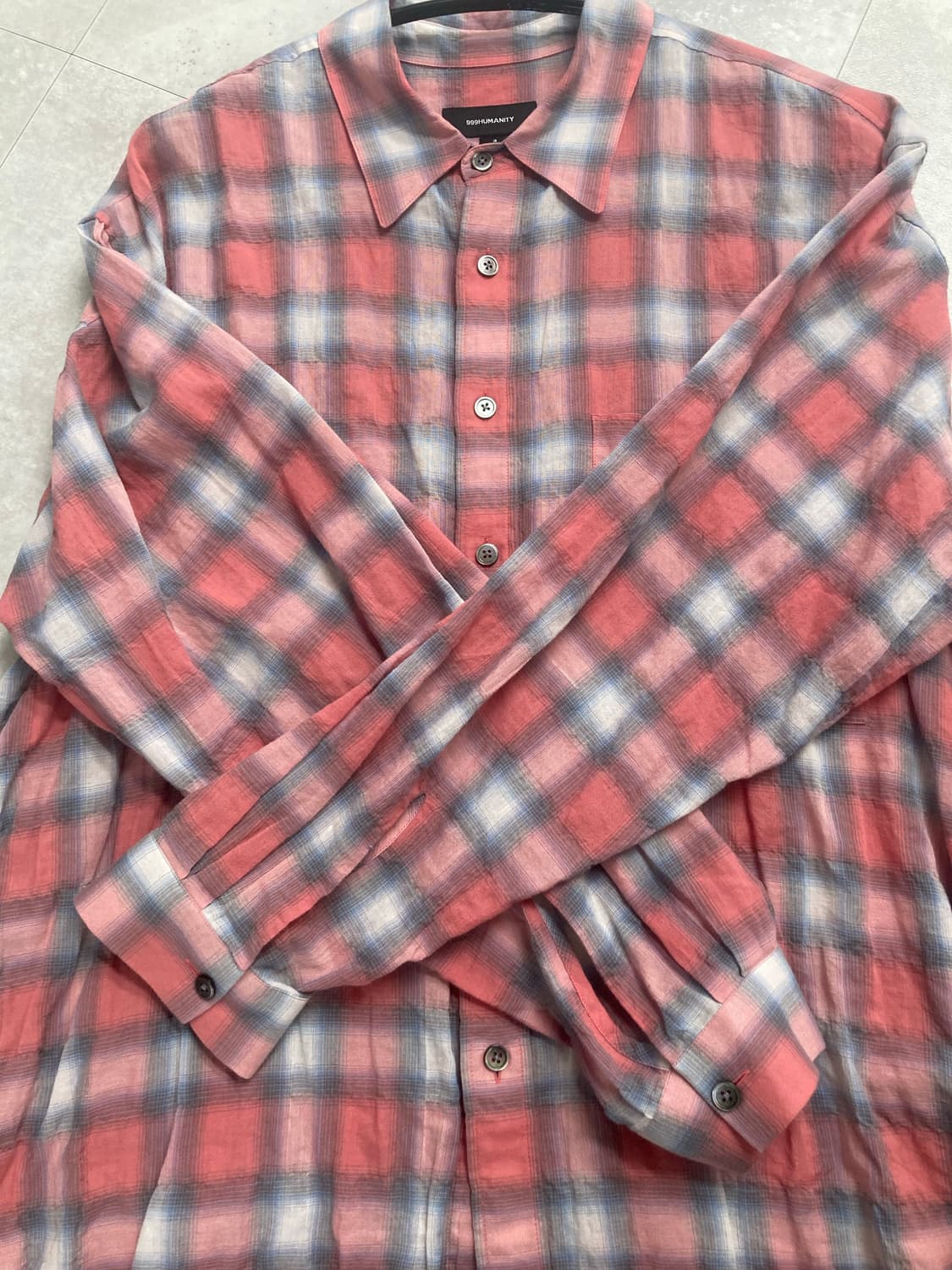3사이즈(쿨거시 택포) 999휴머니티 이지 체크 셔츠 V17 (레드) 상품이미지3