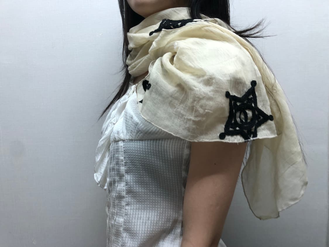 빈티지 아이보리 스타 패턴 스카프 상품이미지6