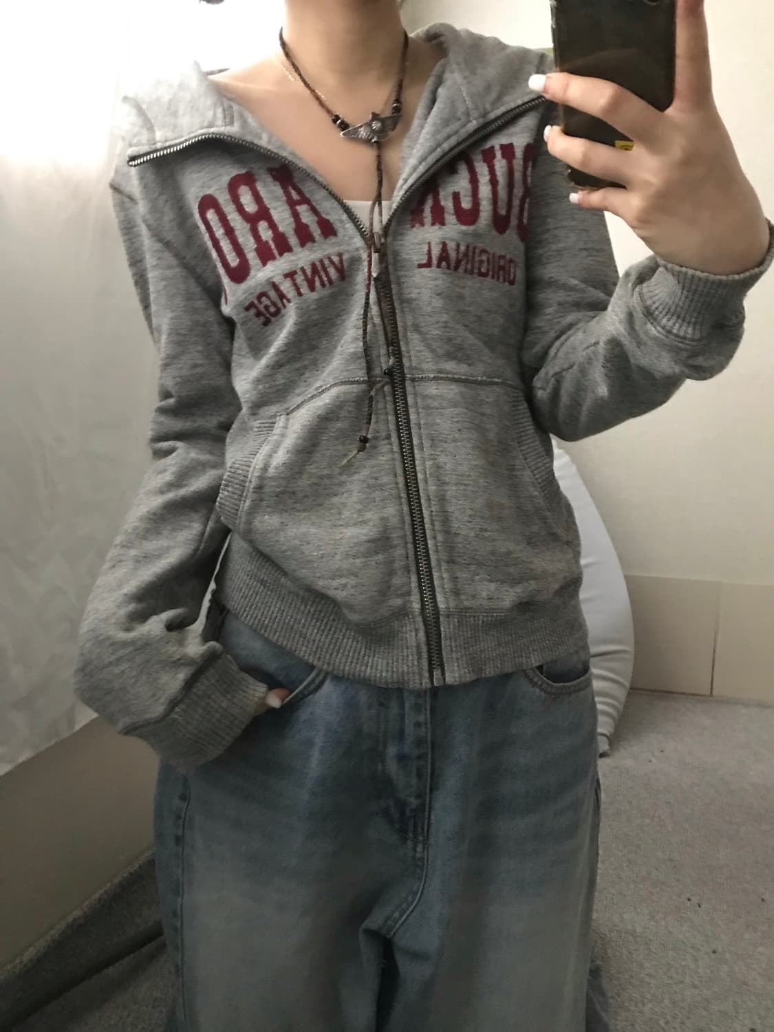 버카루 그레이 로고 후드집업 상품이미지7