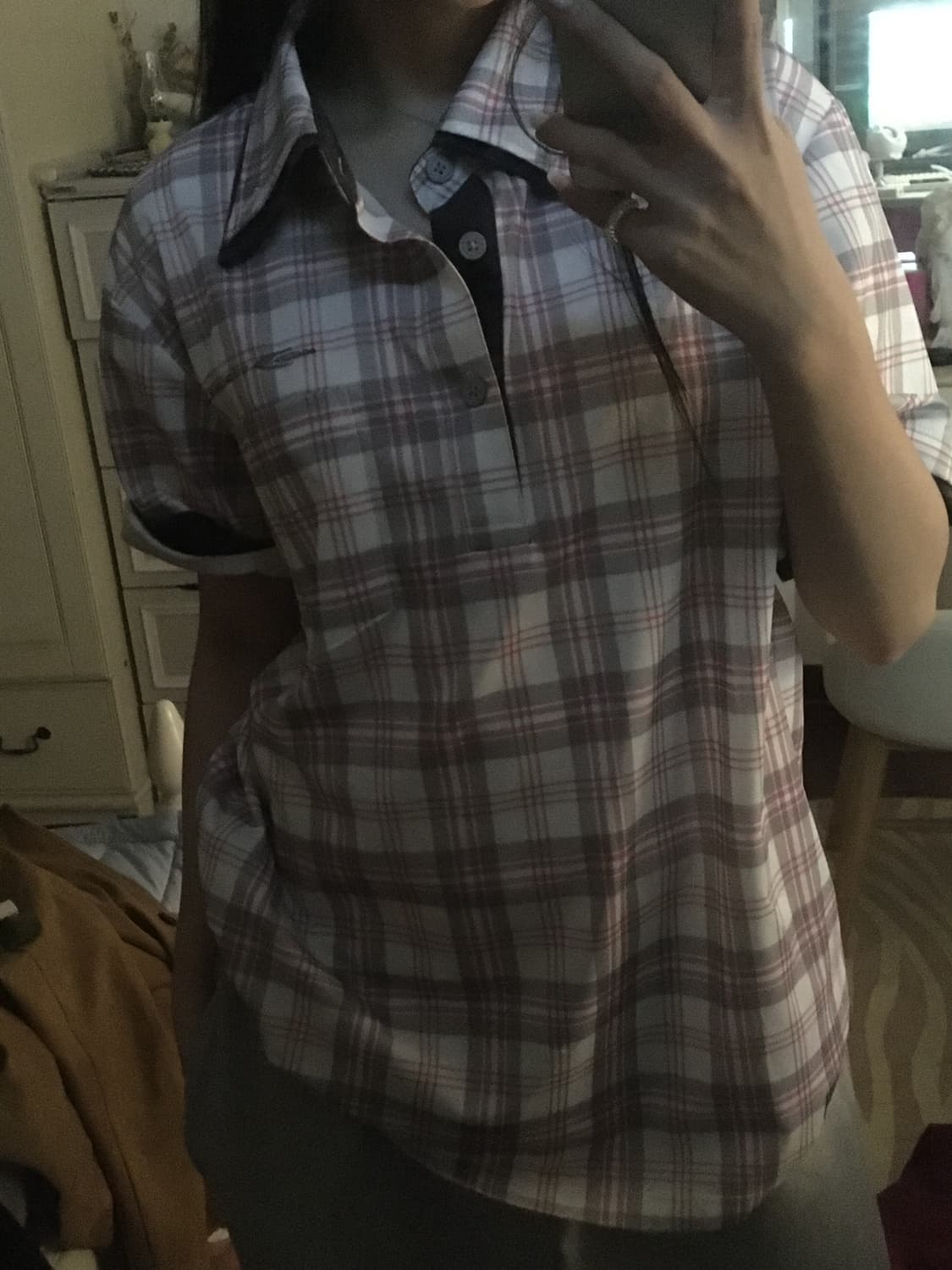 빈티지 반팔 카라티 갸루 y2k 핑크 상품이미지1