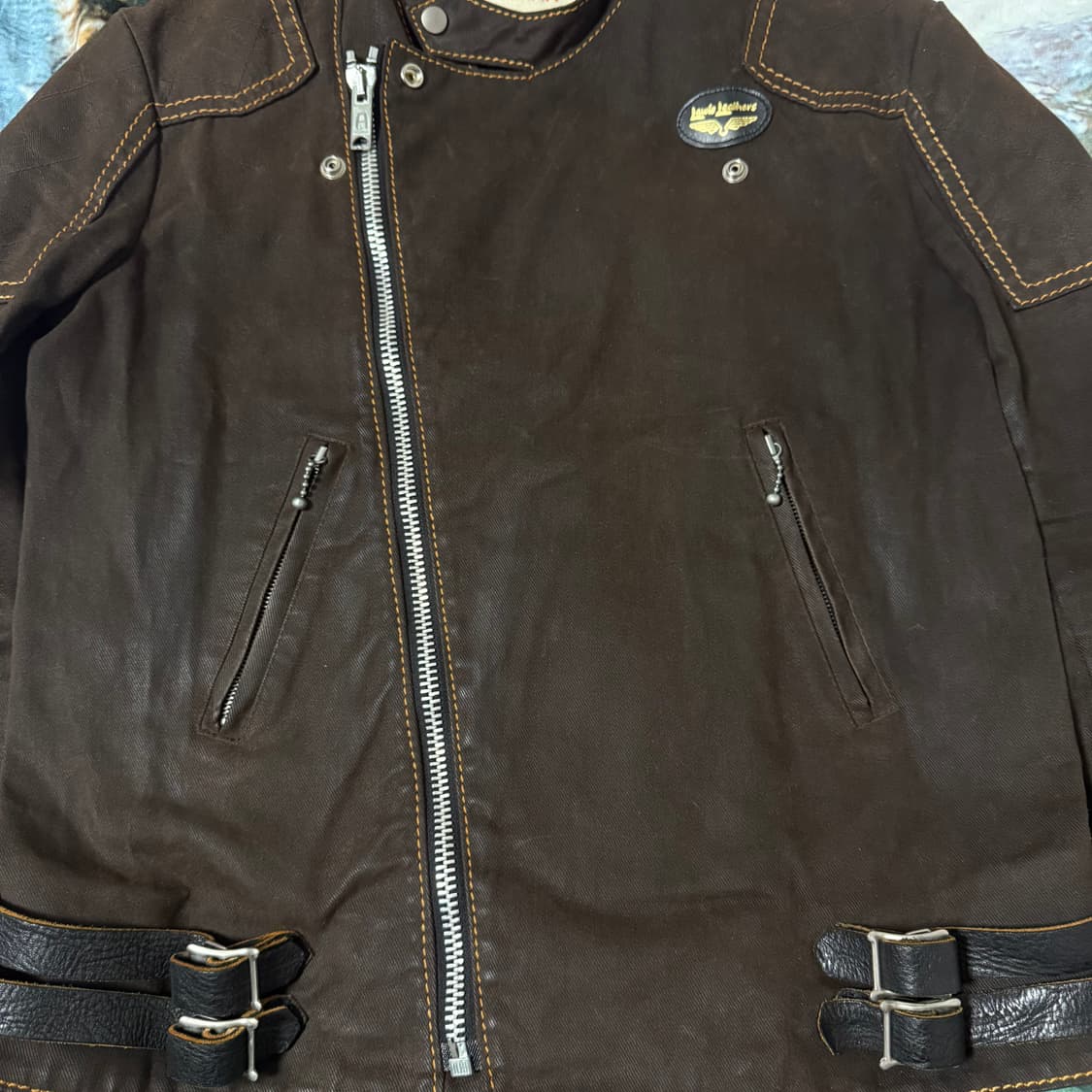[L]준야와타나베x루이스레더 03AW 브라운 몰스킷 라이더 자켓 상품이미지4