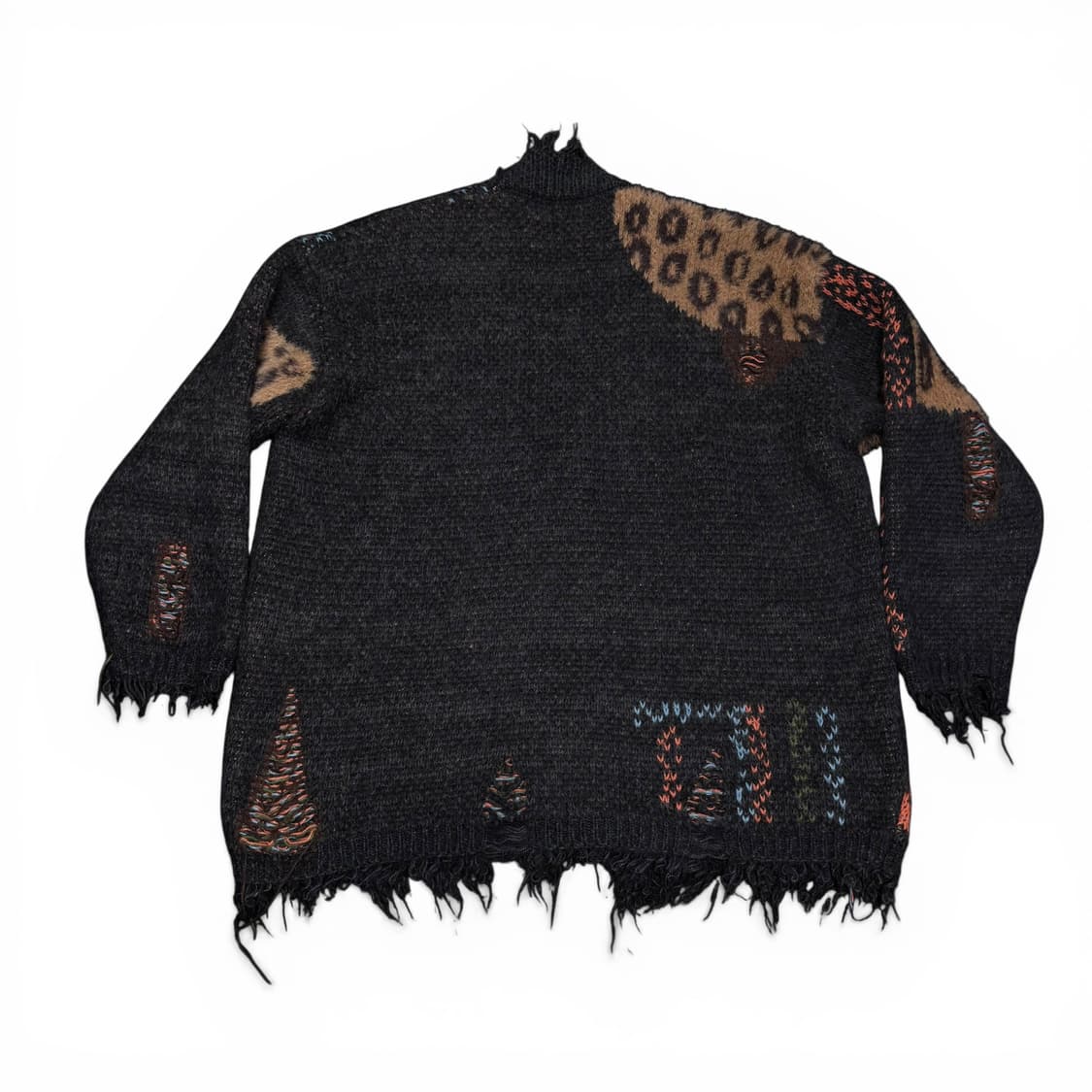 FREE VTG 차콜 레오파드 배색 데미지 자카드 가디건 상품이미지3