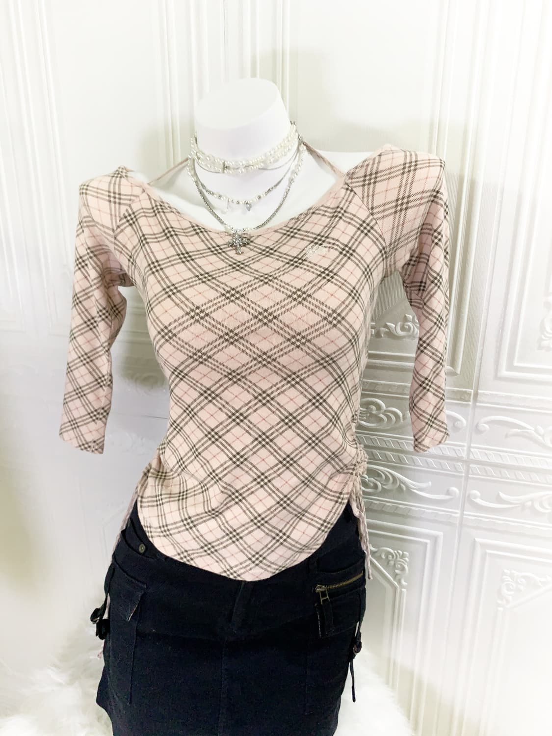 Burberry blue label nova check sleeve 상품이미지3