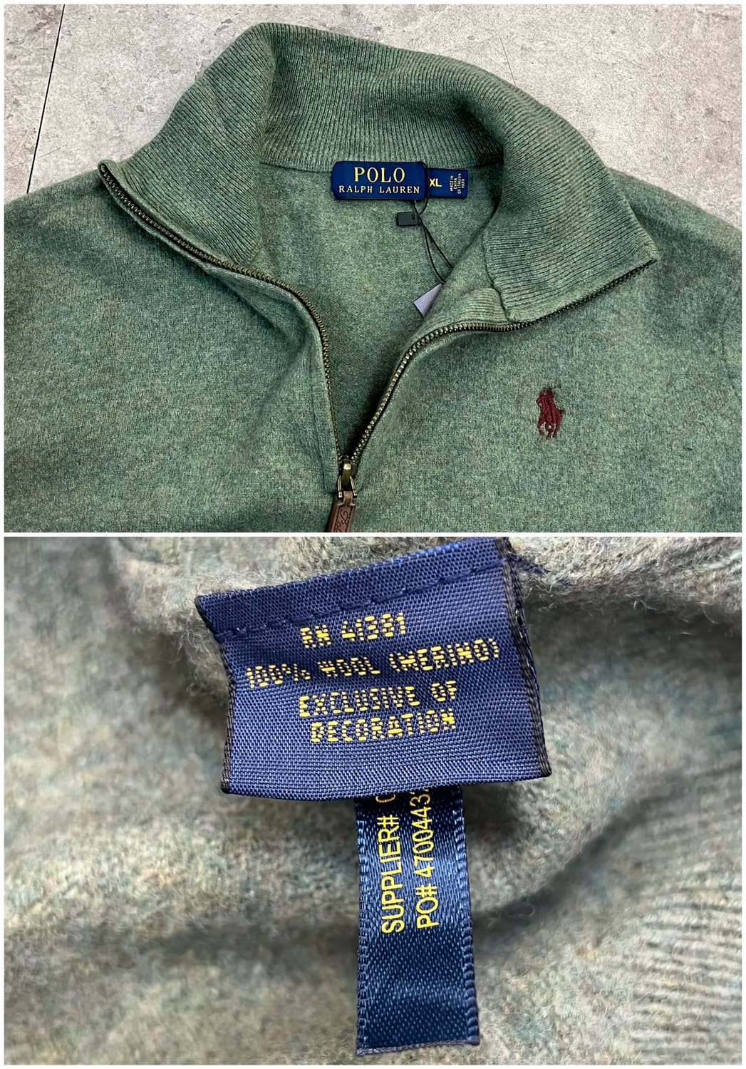 폴로 랄프로렌 반집업 니트 그린 XL #csz2341 상품이미지4