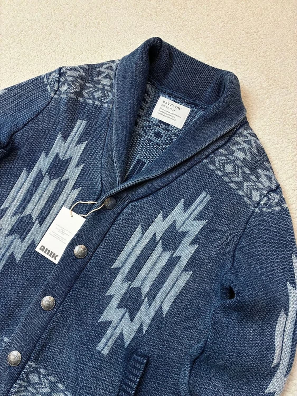 베이플로우 가먼트워싱 나바호 숄카라 니트 가디건 PN6089 상품이미지2