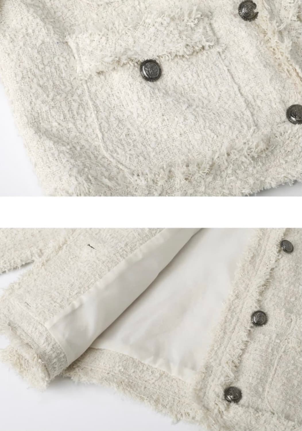 카키포인트 크롭 트위드 자켓 아이보리 상품이미지6