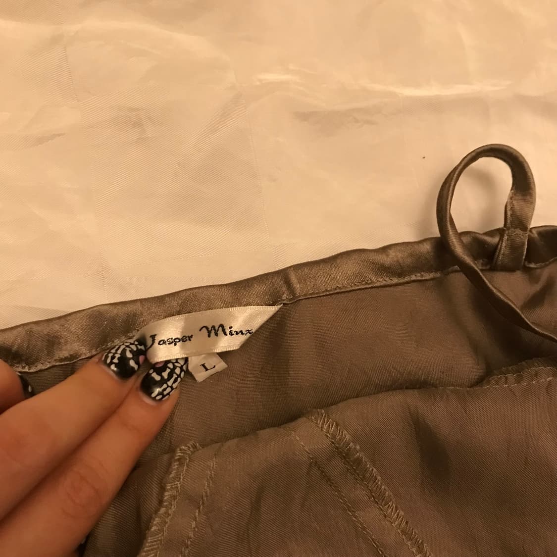 JPN Vintage 오리엔탈 브라운 새틴 슬리브리스 상품이미지4