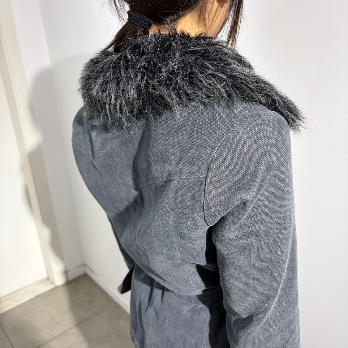 Y2k 워싱 벨티드 더블 코트 상품이미지5