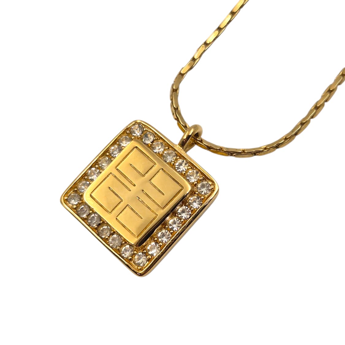 80s 지방시 비쥬 스퀘어 로고 파베 목걸이 상품이미지1