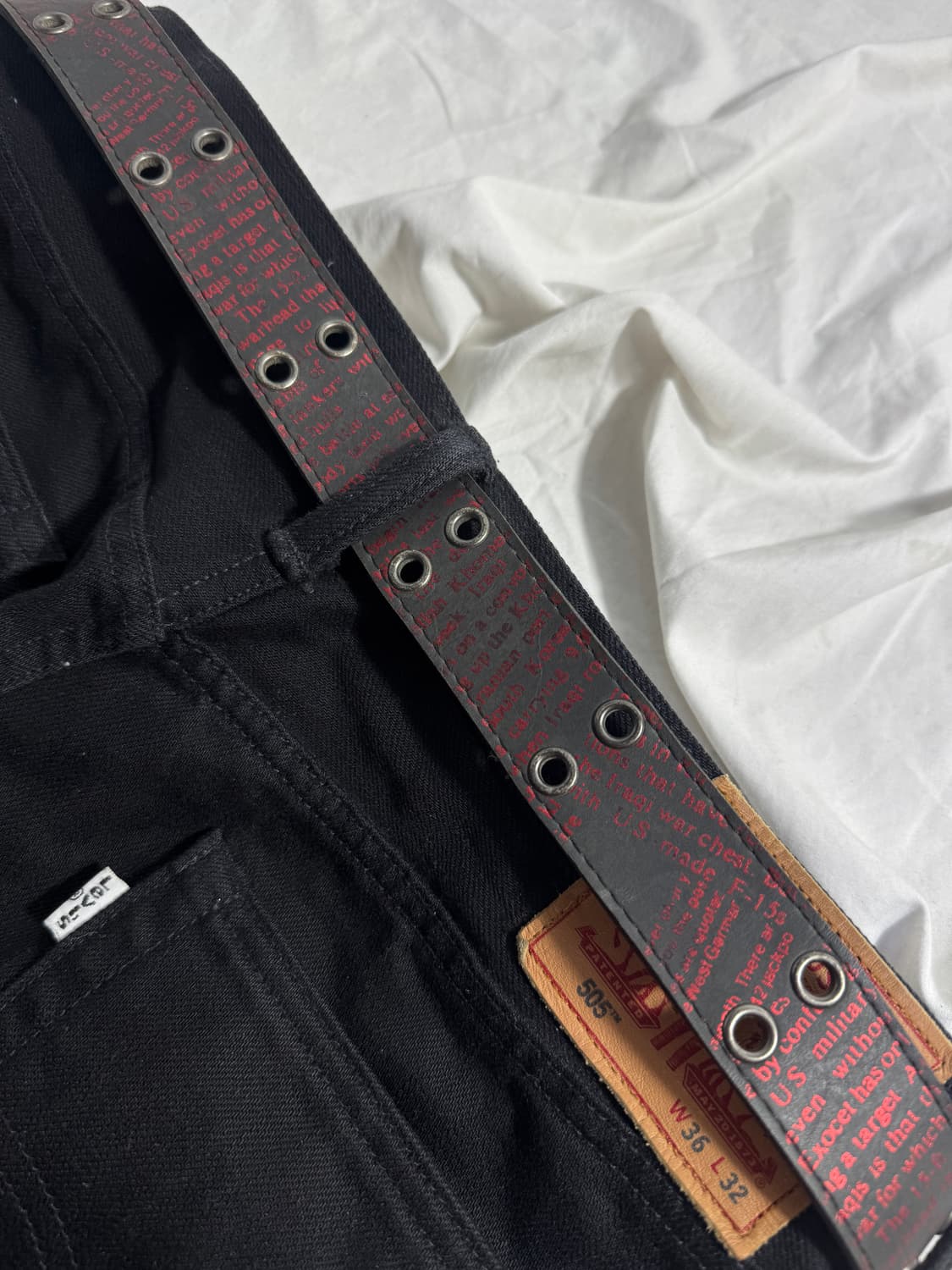 빈티지 밀리터리 텍스트 레더 벨트 상품이미지4