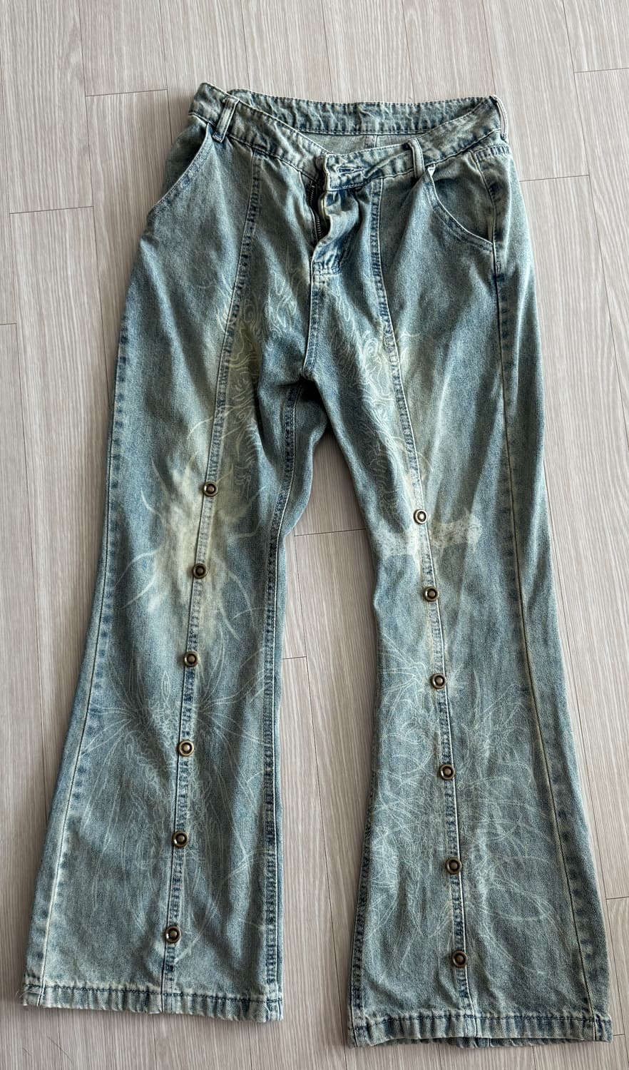 y2k 빈티지 워싱 타투 부츠컷 청바지 팬츠 상품이미지2