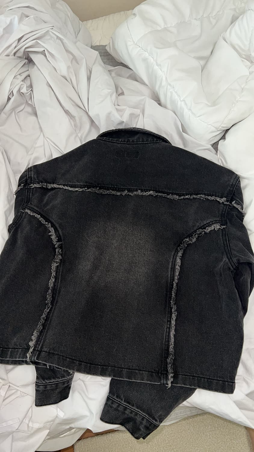낫포너드 Cut Off Crop Denim Jacket - Black M 상품이미지4