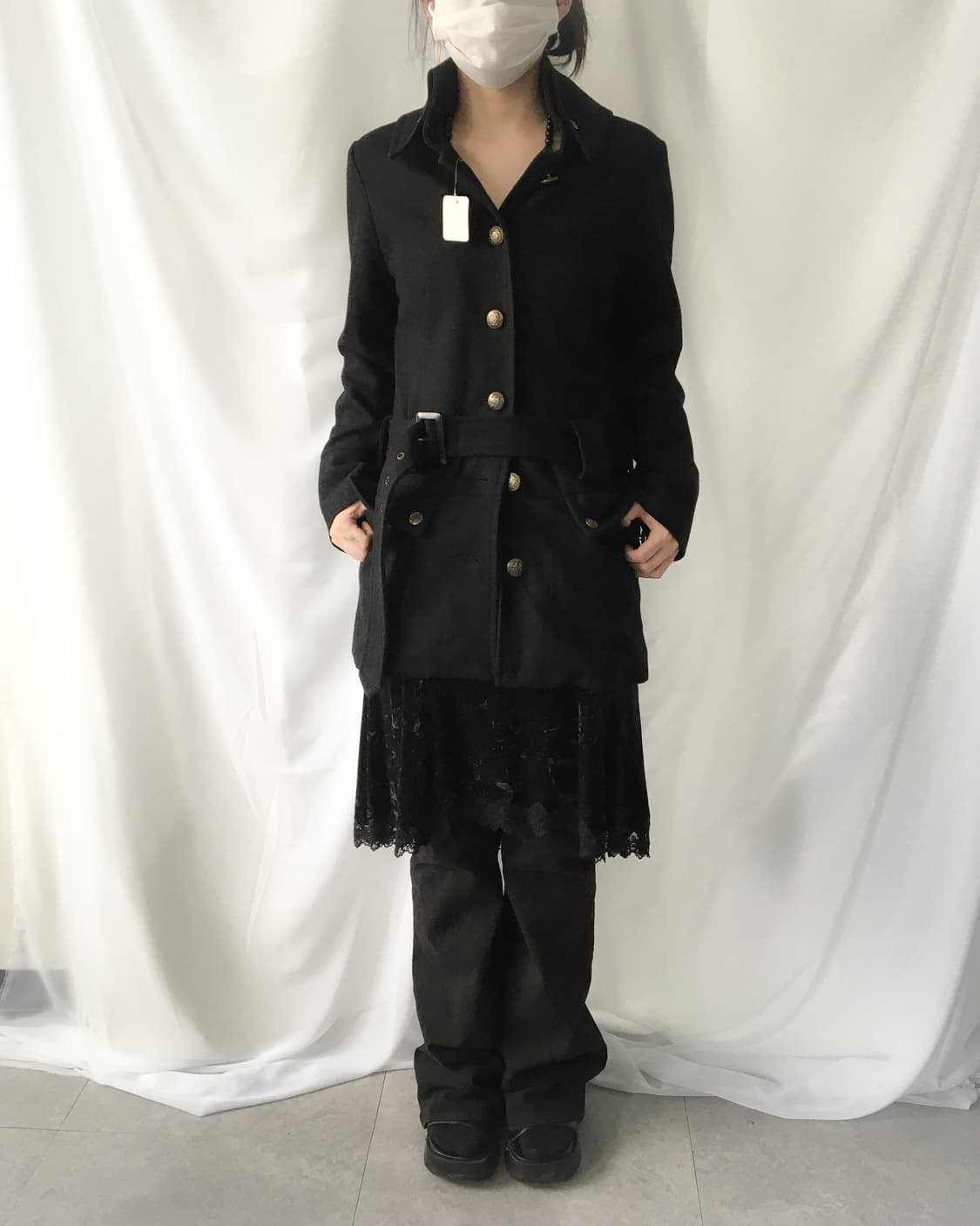 High neck belted woolen jacket 상품이미지9