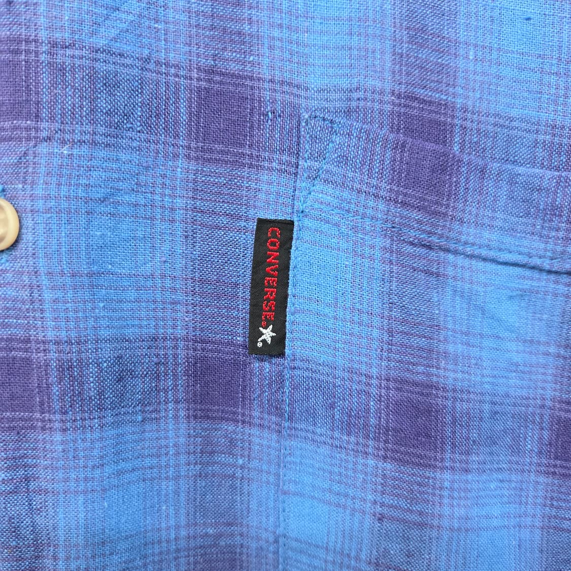 컨버스 블루 체크 반팔 셔츠 남L 상품이미지4