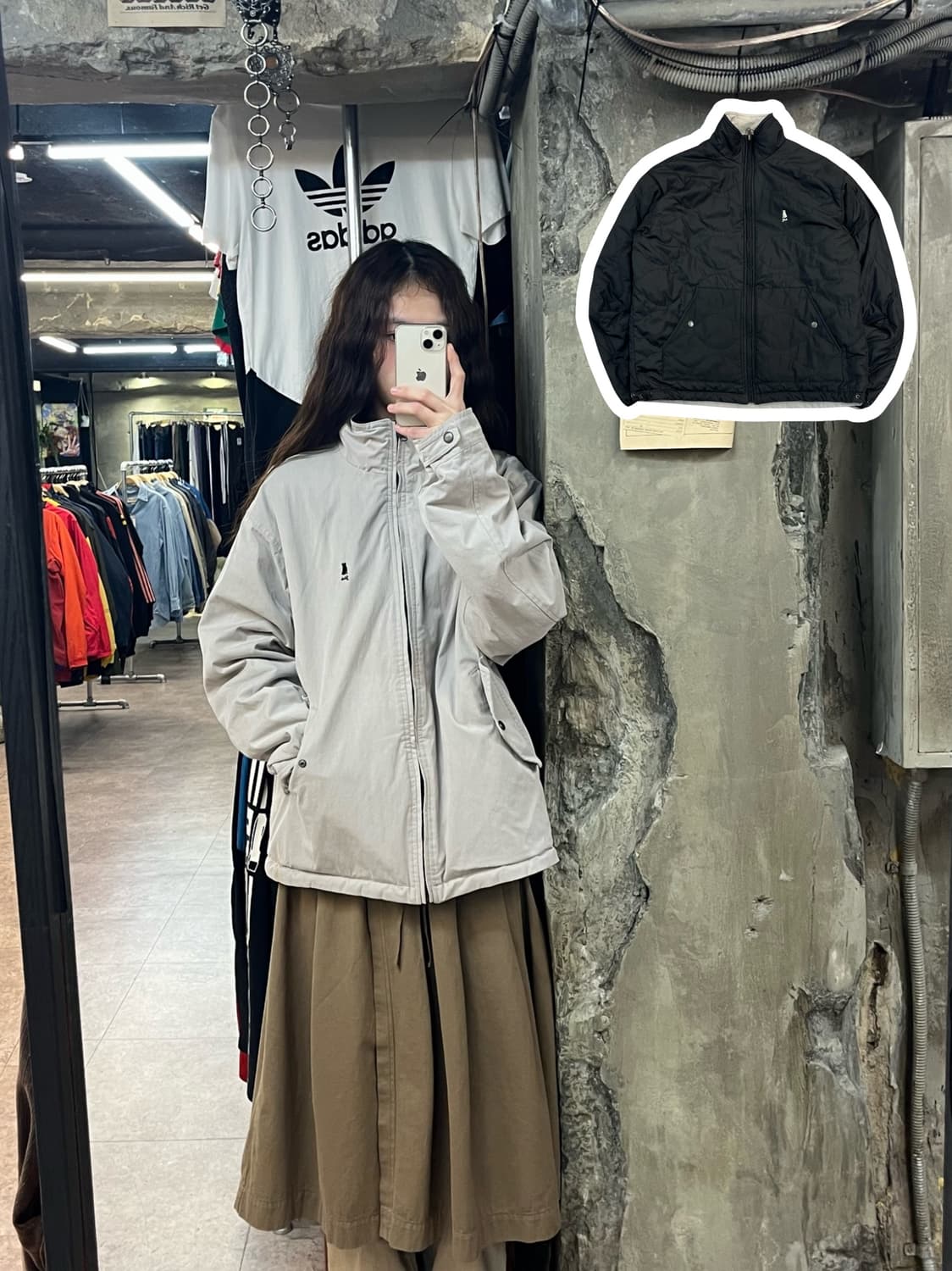 예일 리버시블 퀄팅 자켓 블랙/그레이 L #csz2214 상품이미지1