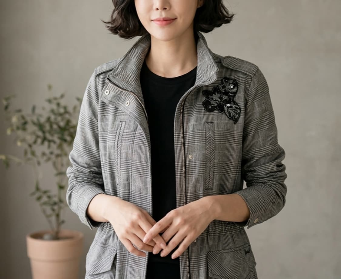 [55]게스 체크 야상 자켓 상품이미지2