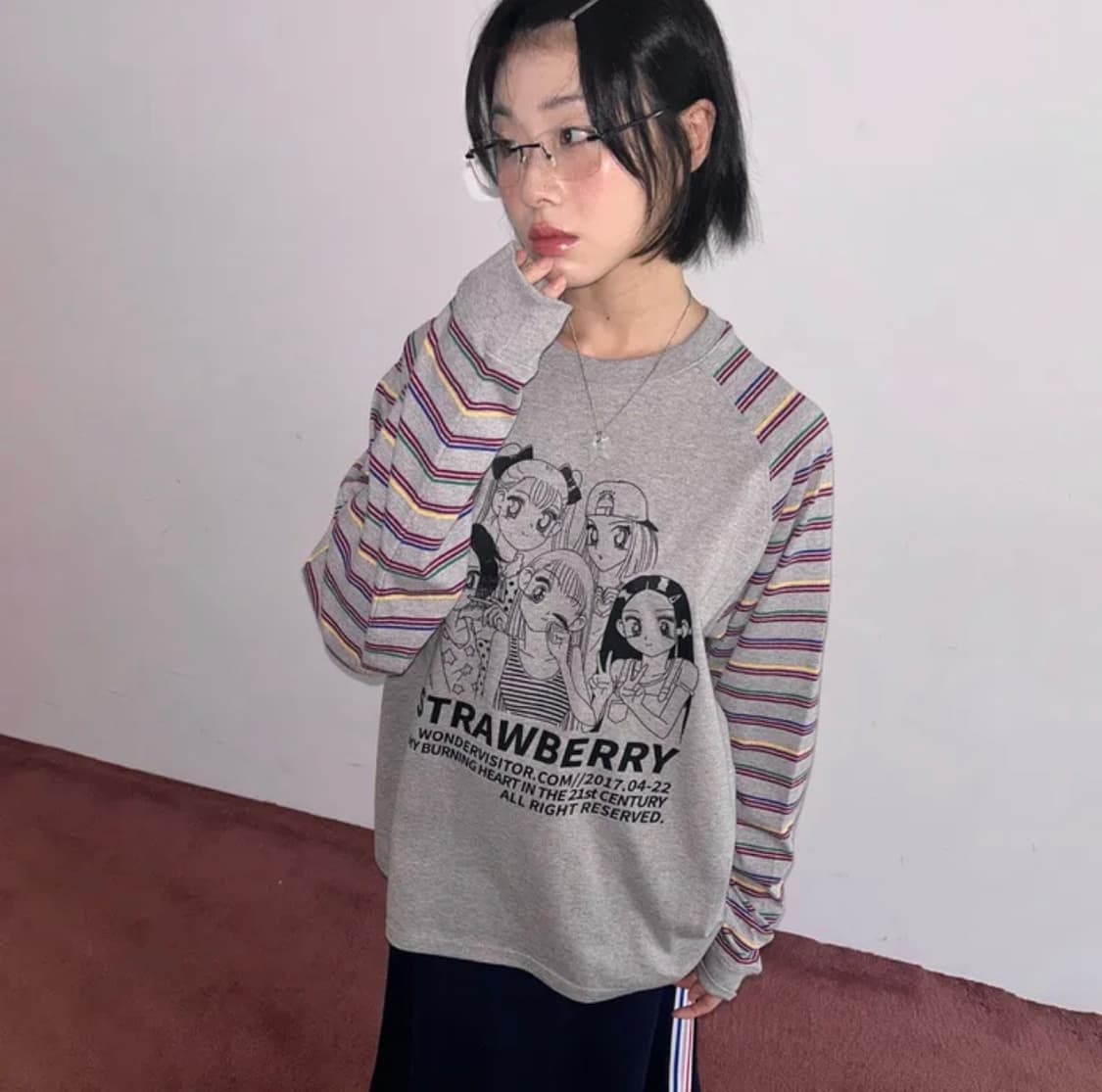 원더비지터 Girls-PEN Raglan LS-T / 멜란지그레이 상품이미지1