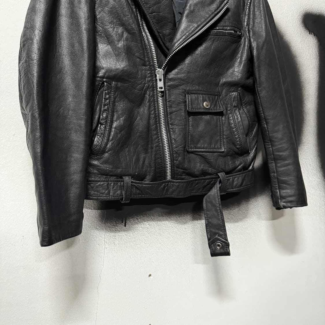 Tokyo 도쿄 레더 락 고스 펑크 소가죽 크롭 라이더 자켓 상품이미지3