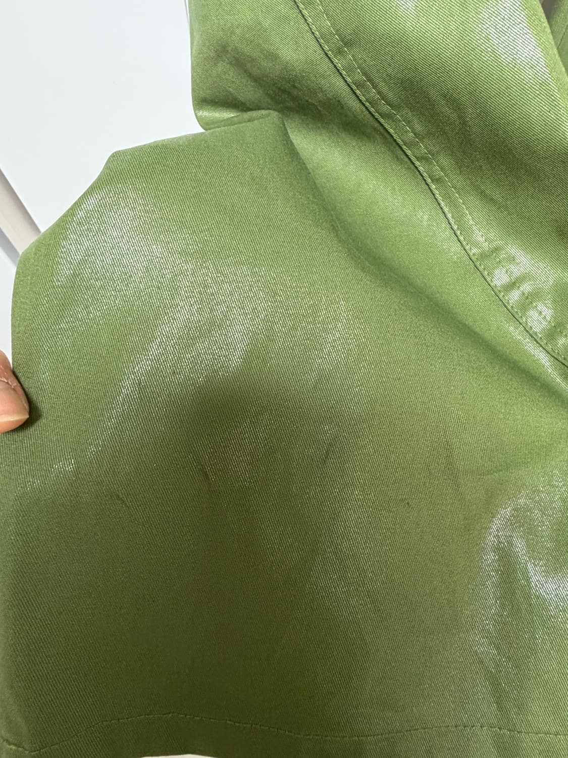 팔렛 코팅 커브드 팬츠 올리브 상품이미지2