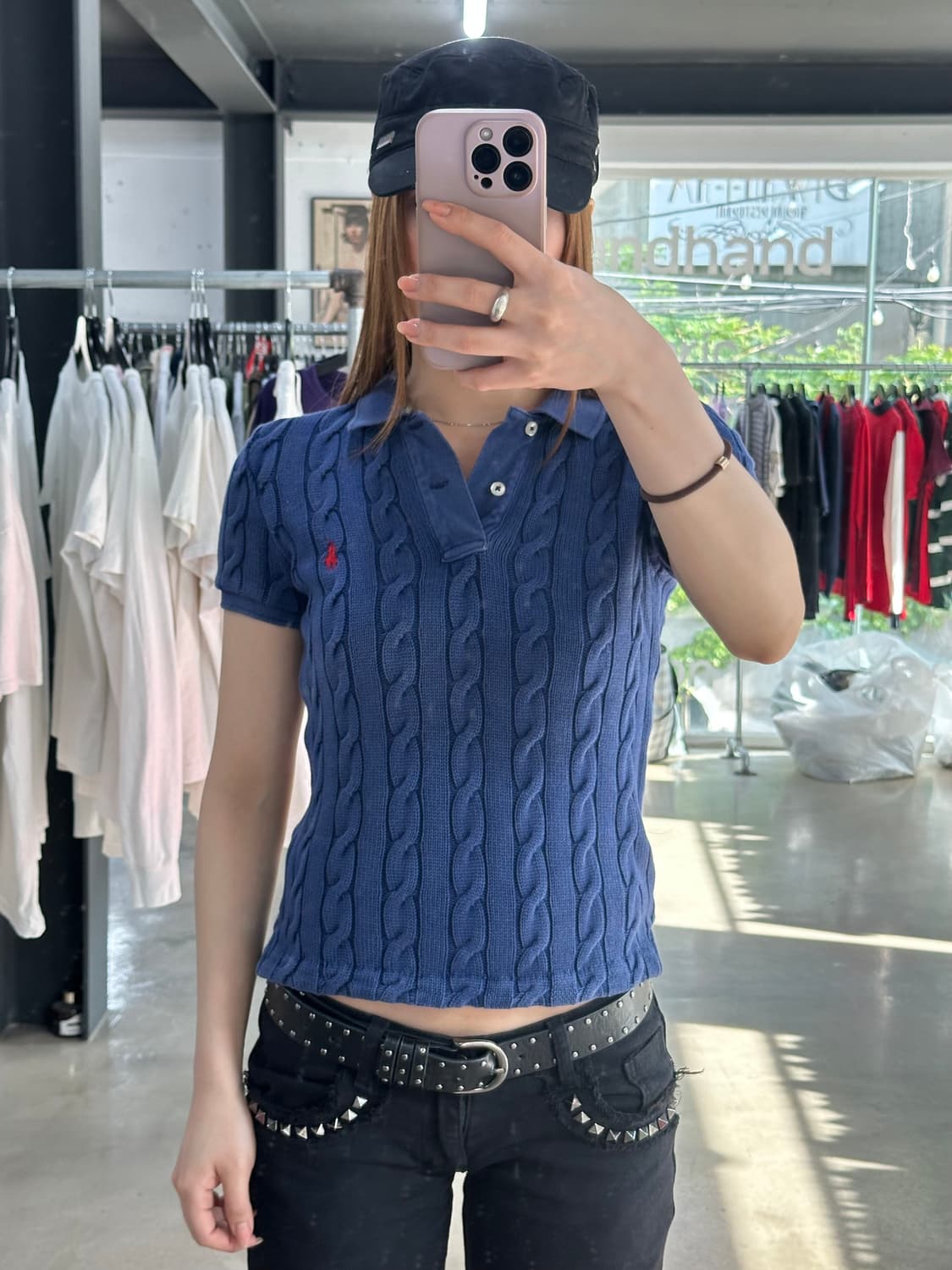 폴로 큐알텍 포니 피그먼트워시드 꽈배기 Pk반팔니트 블루 상품이미지1