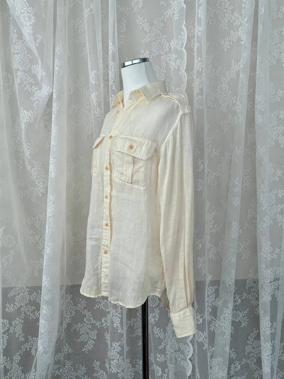 0) 랄프로렌 여성 클래식핏 린넨 100 셔츠 크림 상품이미지2