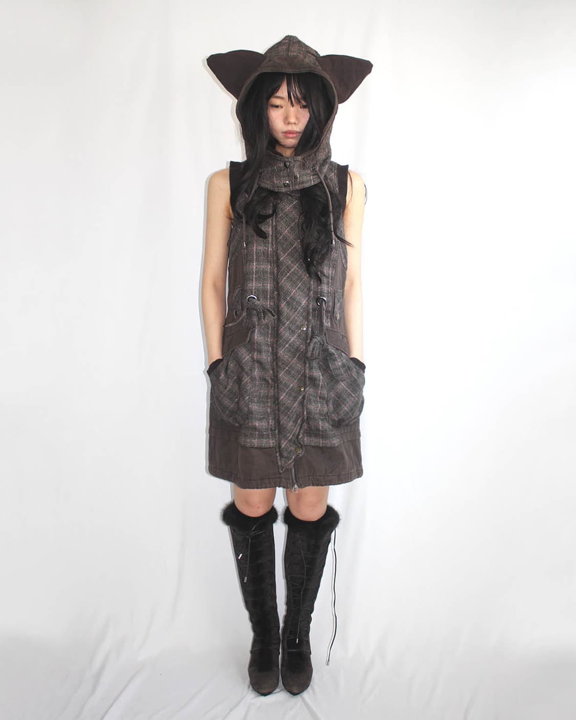 GUESS suede fur-leather strap long BOOTS 상품이미지8