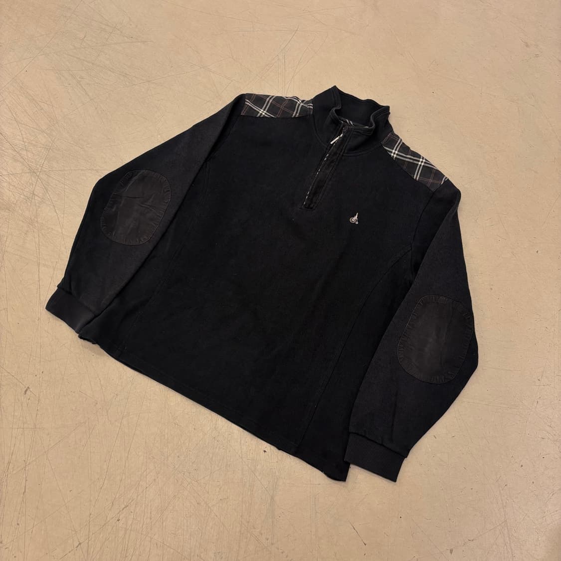 빈폴 체크 패치 쿼터집업 니트 상품이미지1