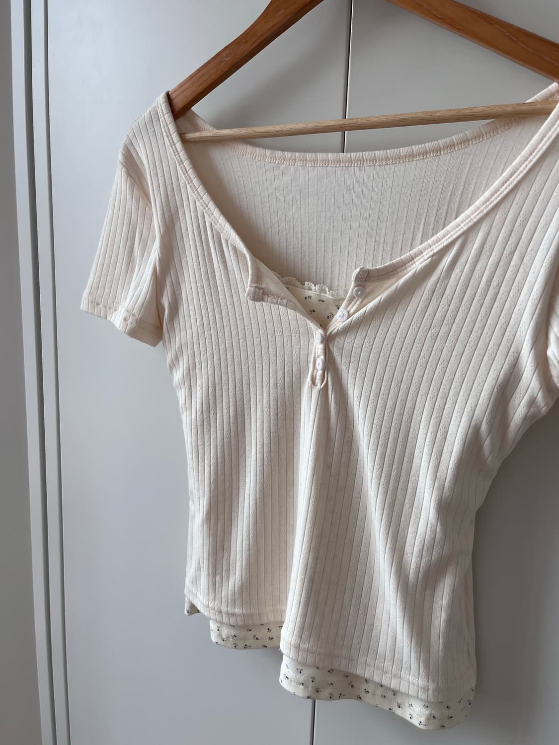 Vintage 잔꽃 레이어드 골지 반팔티 상품이미지9