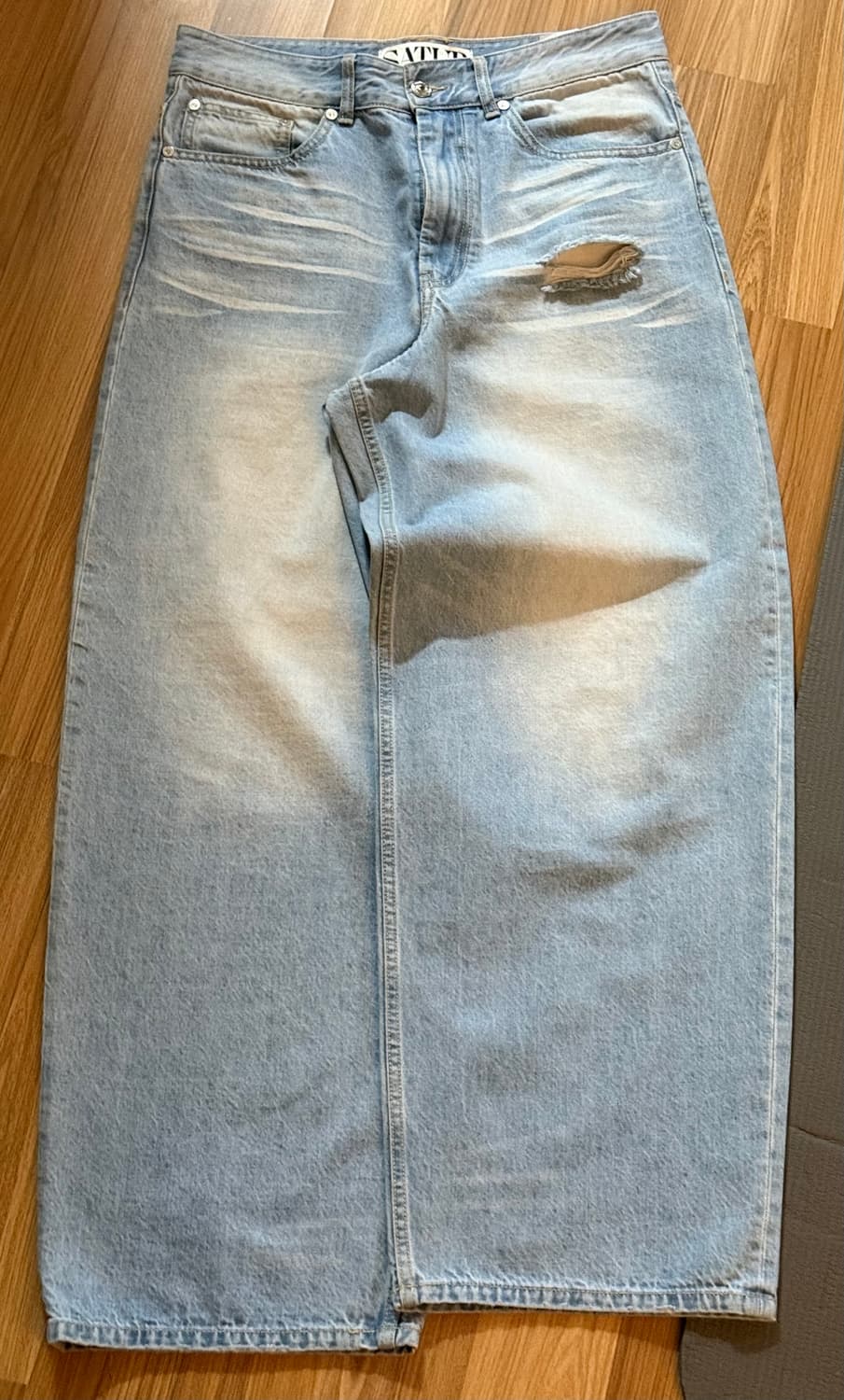 세터 와이드 워시드 커브드 데님 팬츠 라이트 블루 상품이미지2