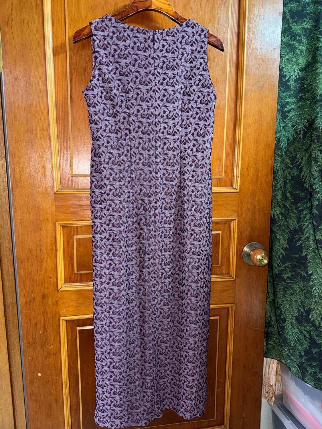 모브 퍼플 자카드 슬리브리스 롱 원피스 상품이미지4