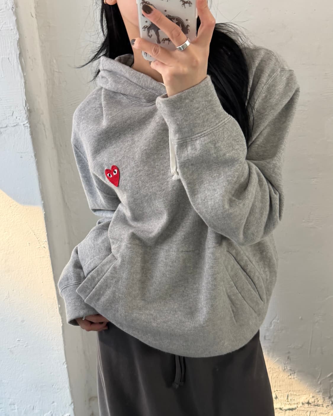 COMMEdesGARCONS 꼼데가르송 레드와펜 그레이컬러 후드티 L 상품이미지5