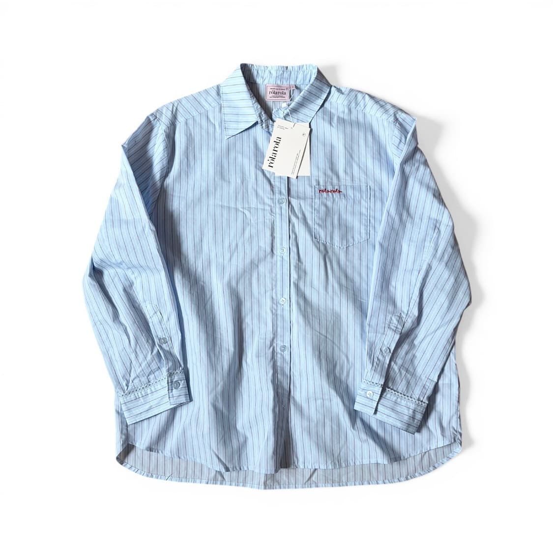 로라로라 LACE STRIPE SHIRT BLUE 상품이미지7