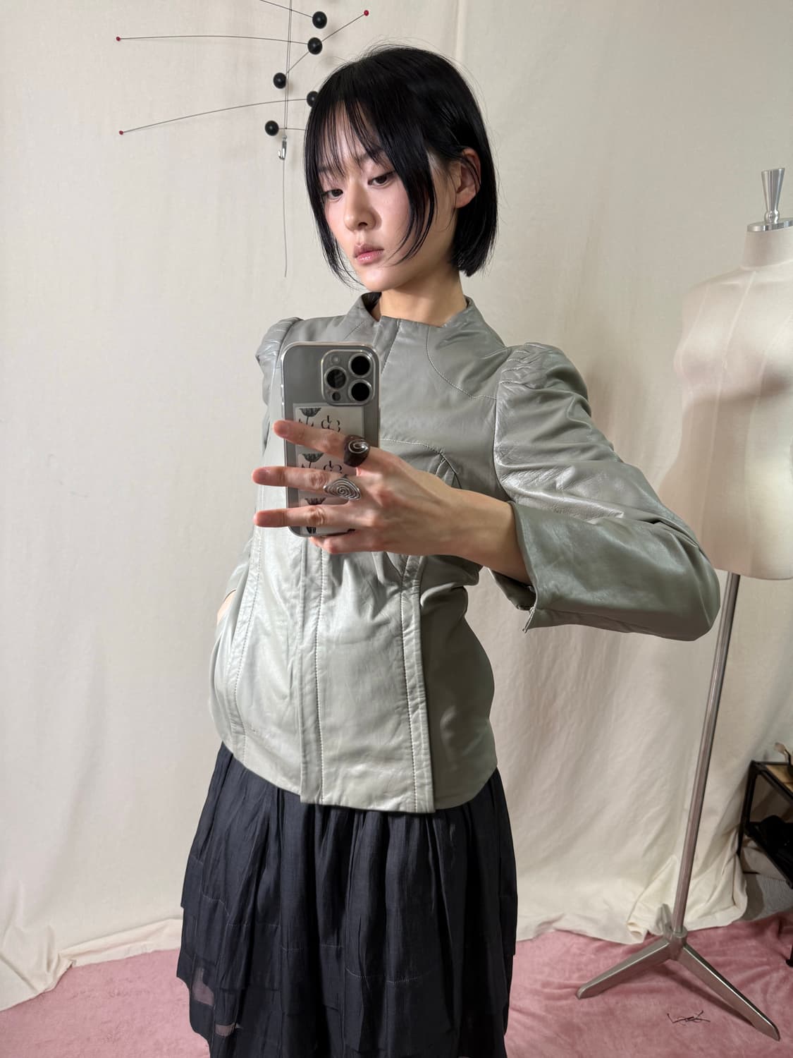 Otto 퍼프 숄더 양가죽 자켓 상품이미지1