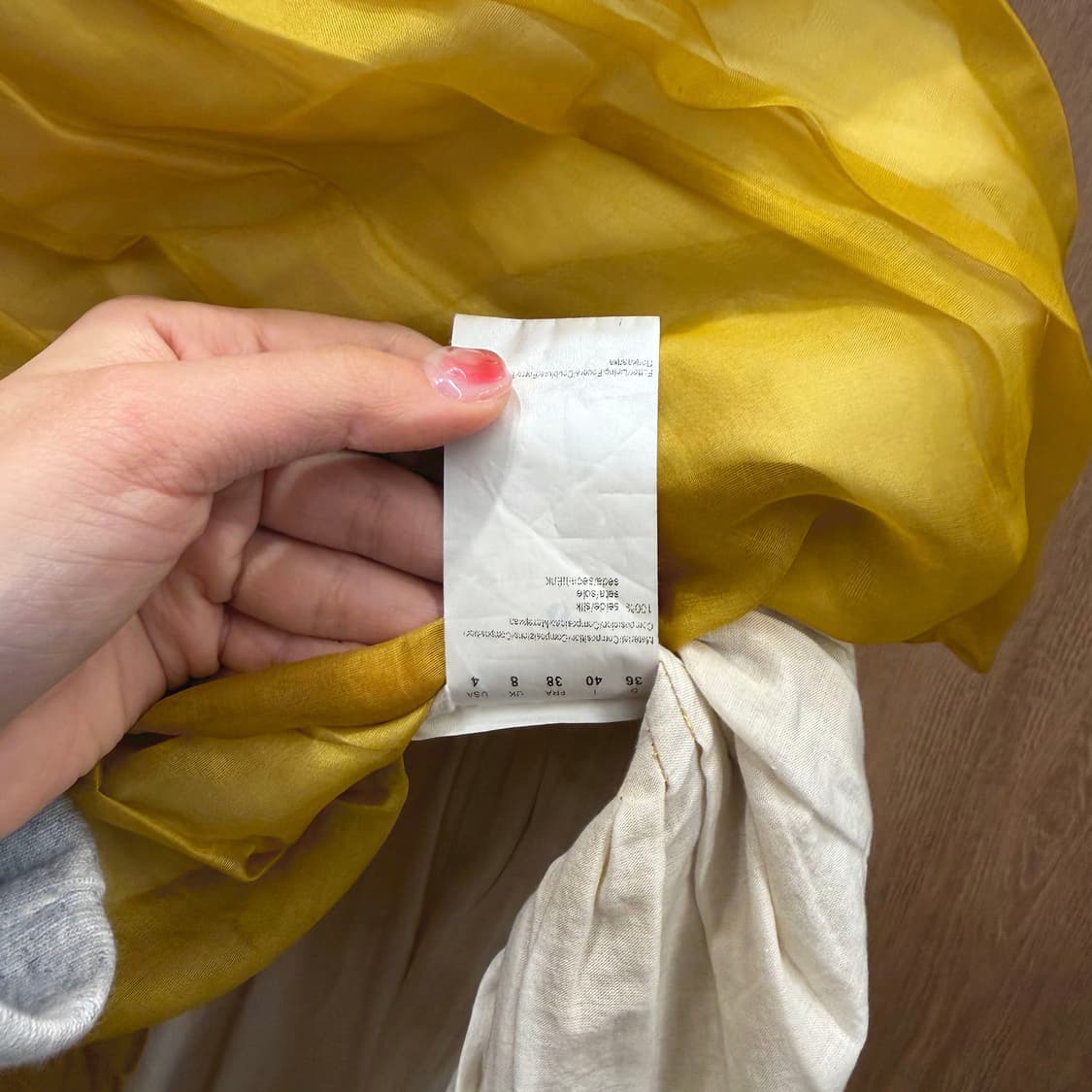 휴고 보스 실크 혼방 A라인 미디 스커트 플리츠 리본 타이 디테일 옐로우 상품이미지8