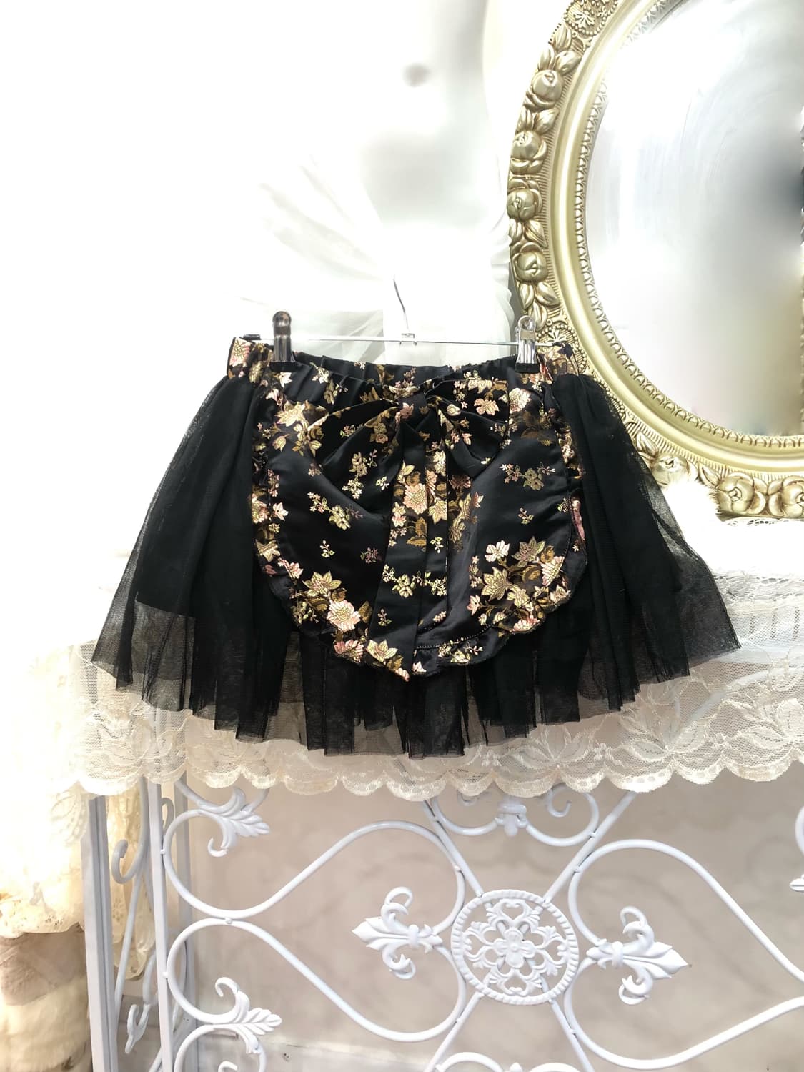 oriental embroidery ribbon mini skirt 상품이미지1