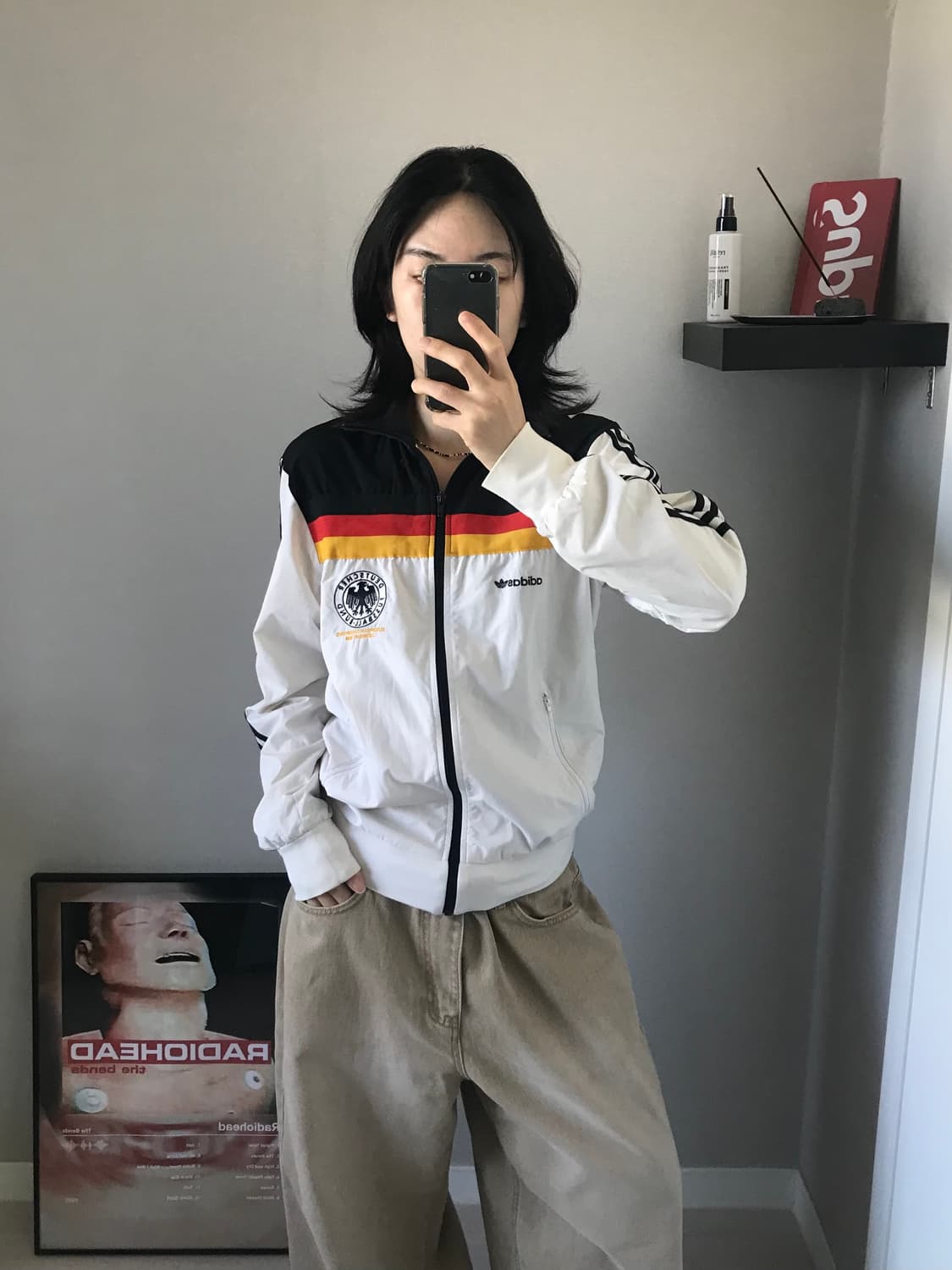 아디다스 00년대 올드스쿨 독일 국대 바람막이 져지 자켓 상품이미지3