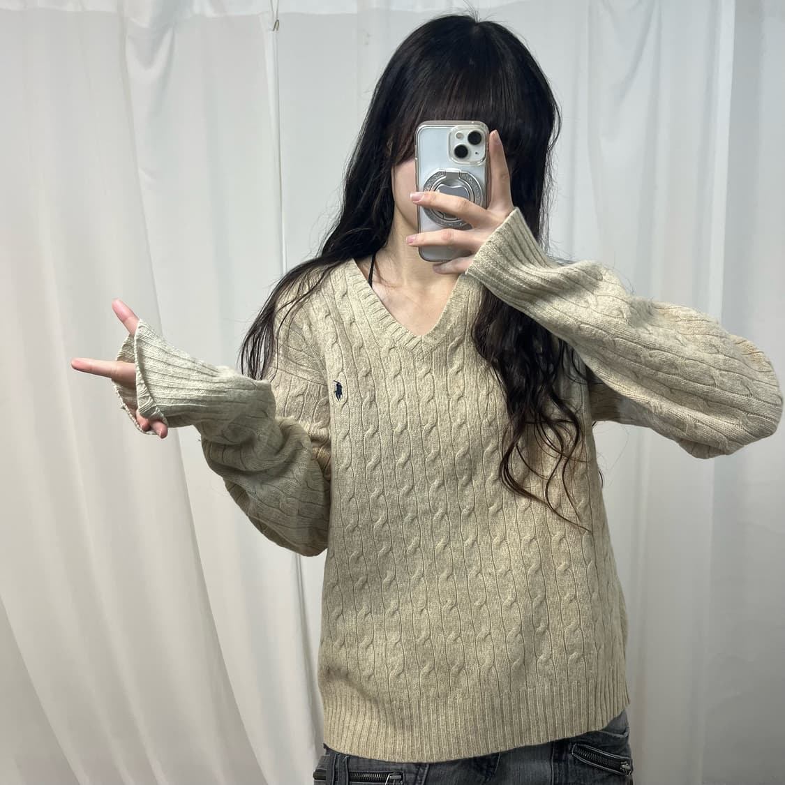 Polo Oatmeal Cable Knit 상품이미지1