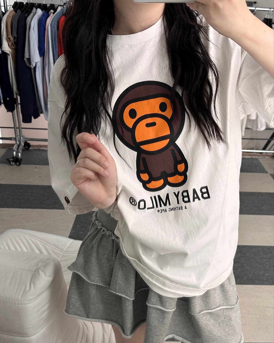 베이프 베이비 마일로 화이트 반팔 티셔츠  상품이미지3