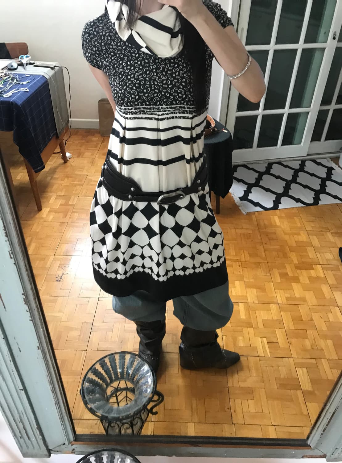 vintage turtle neck pattern one-piece 상품이미지5