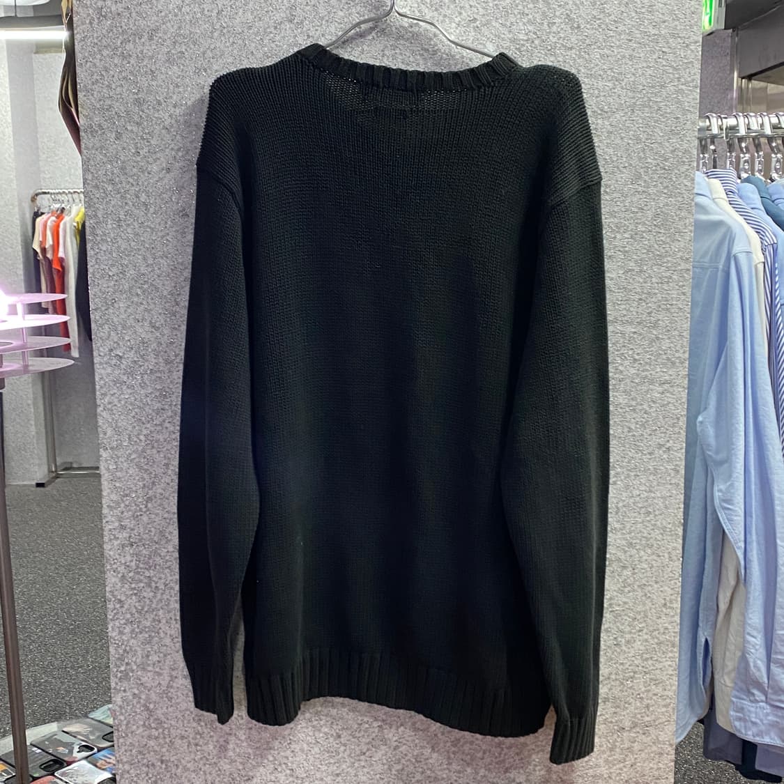 폴로 브이넥 코튼 블랙 니트 B3187 상품이미지3