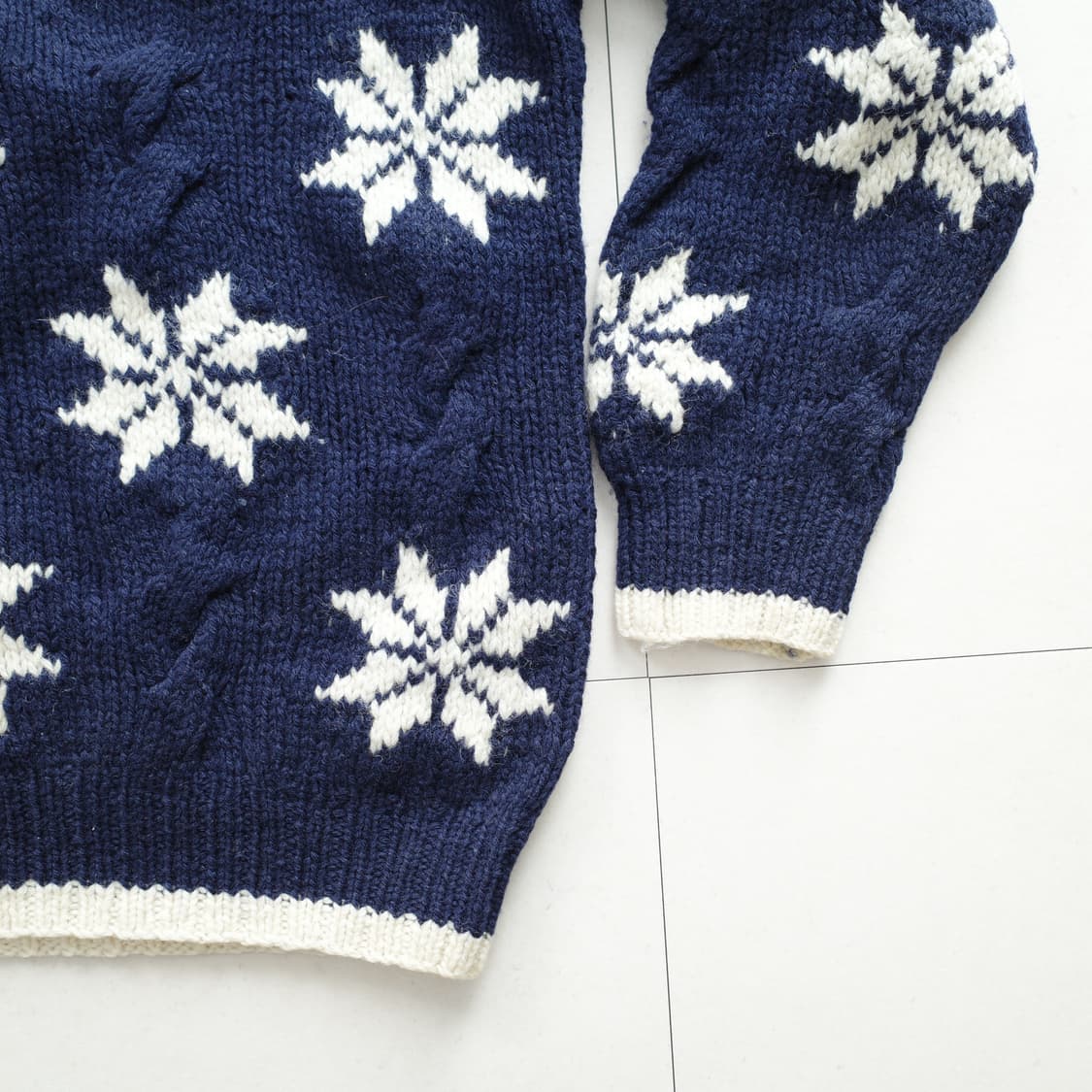90s L사이즈 빈티지 퓨어 셔틀랜드 울 눈꽃 케이블 니트 스웨터 상품이미지8