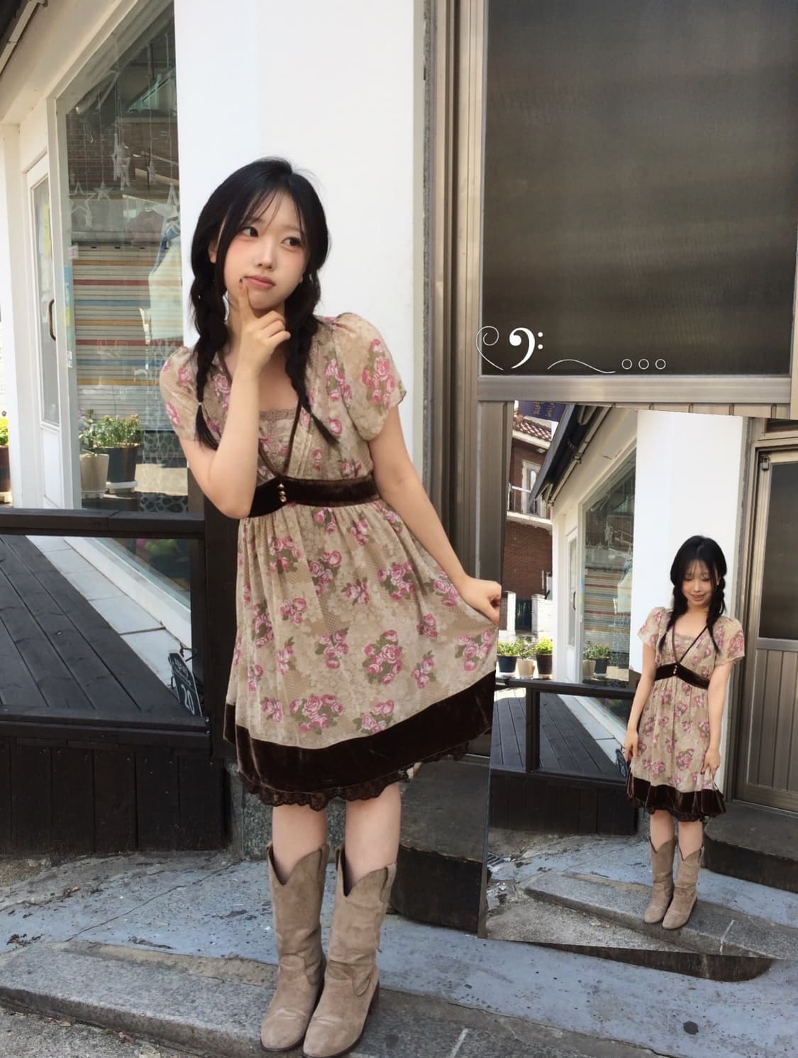 엑시즈팜 브라운 도트 소녀 코디세트 상품이미지2