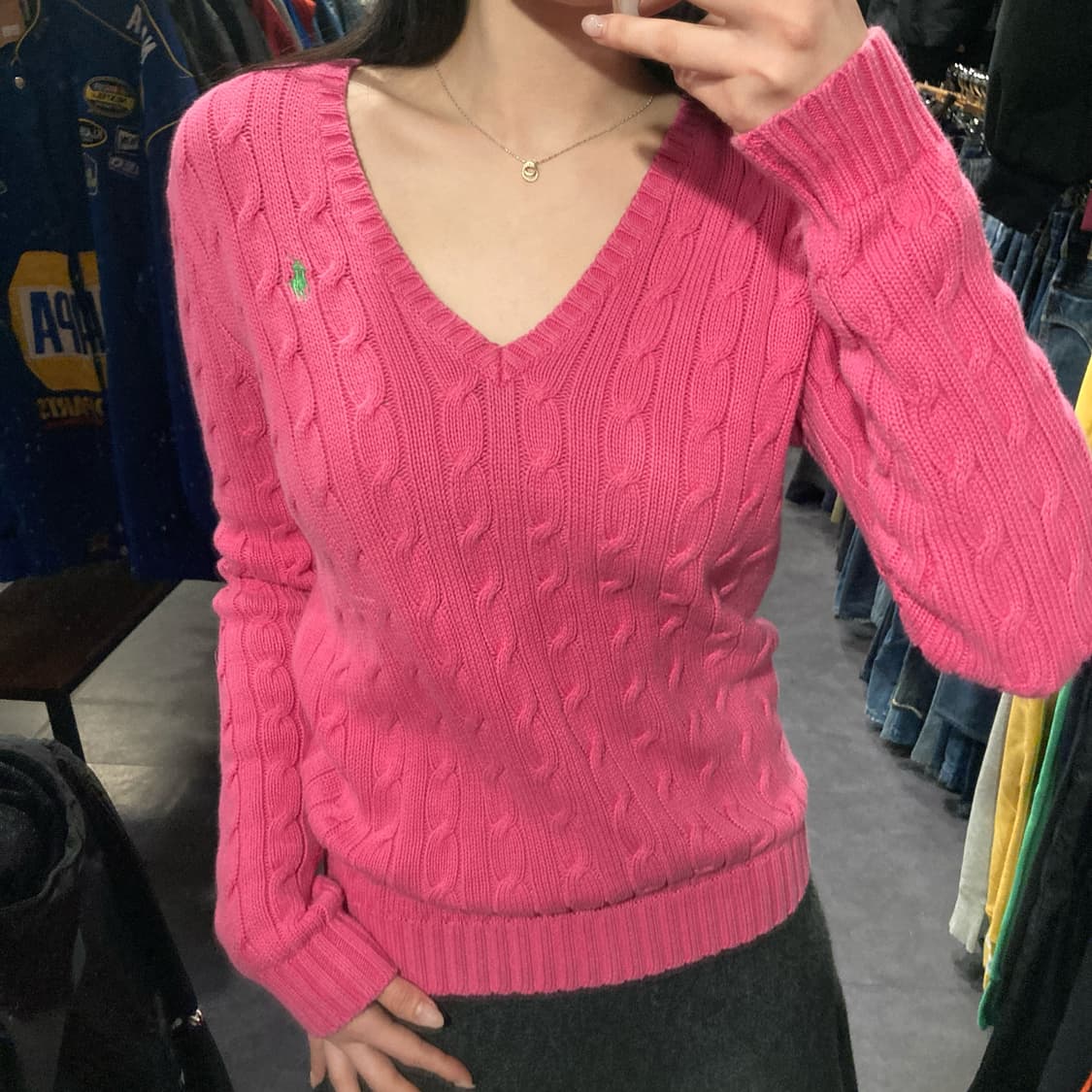 [IM] 폴로 랄프로렌 스포츠 케이블 브이넥 니트 핑크 상품이미지4