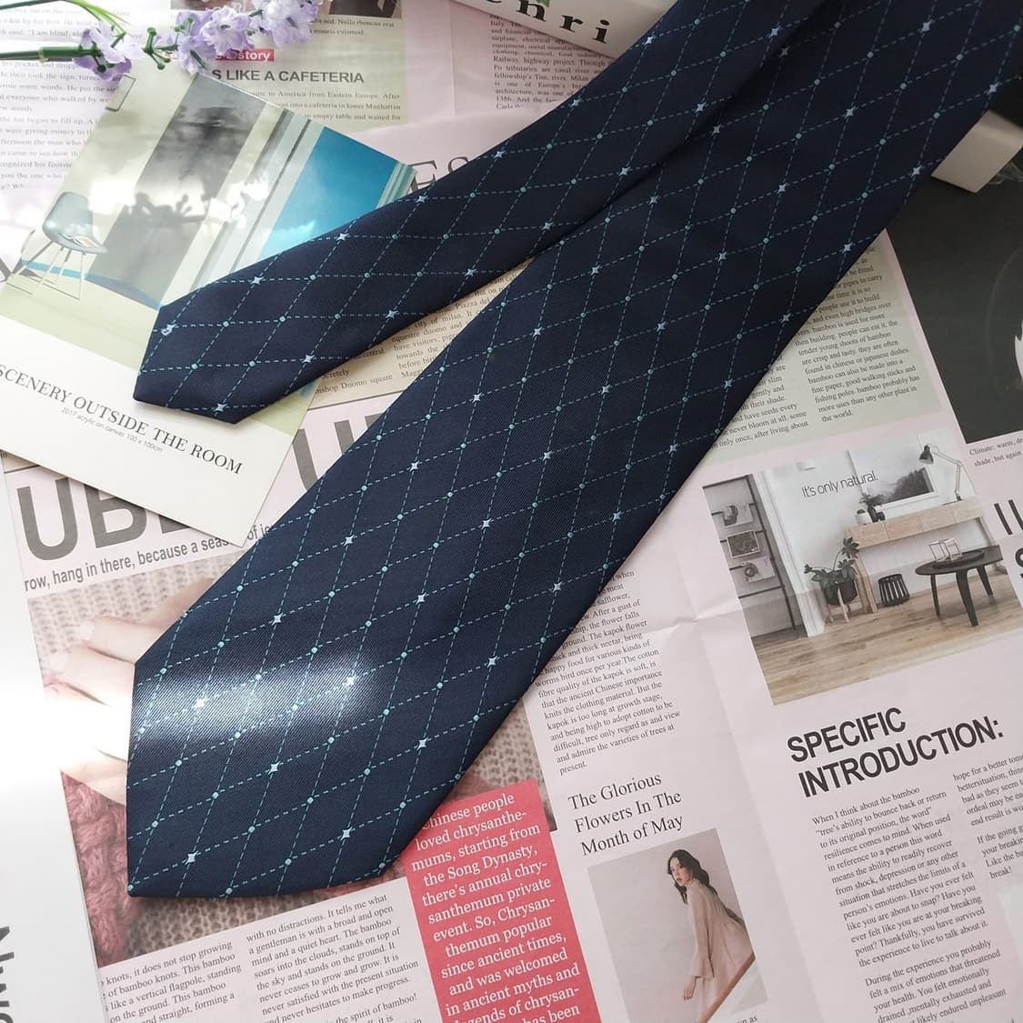 미셸 클라인 실크 네이비 다이아몬드 넥타이 9.3cm A+등급 K990
 상품이미지2