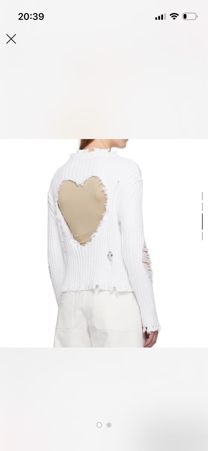 open yy heart damage knit white 상품이미지2